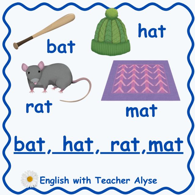 bat, hat, rat, mat