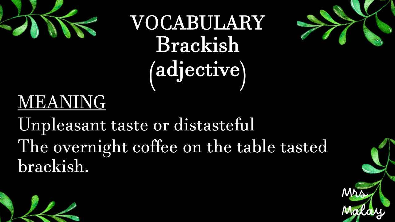 Italki WORD Brackish MEANING Unpleasant Taste Or Distasteful SENTENCE 