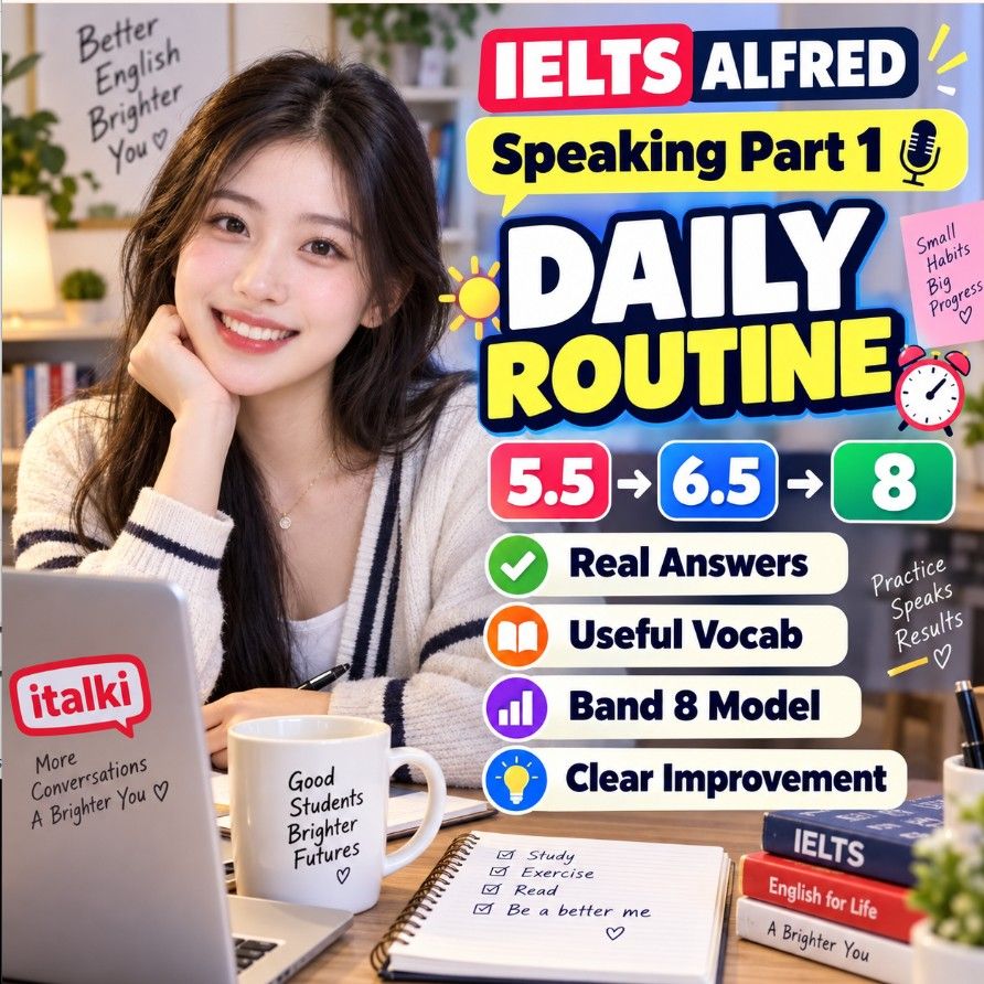 IELTS Speaking Part 1: Daily Routine | Band 5.5, 6.5 to Band 8