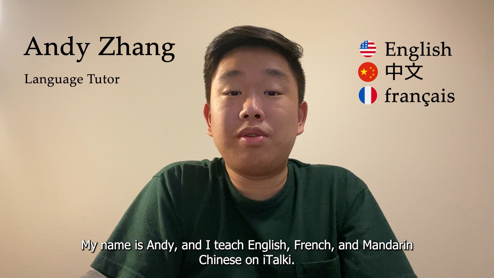 Apprenez à parler chinese avec Andy Zhang - un tuteur en chinese d'italki