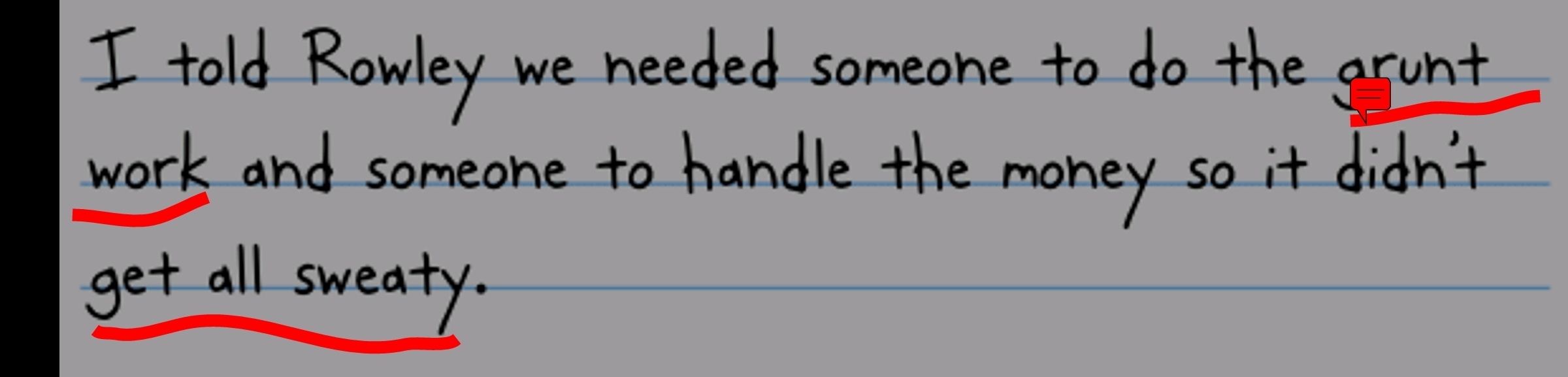 italki What does "get all sweaty" mean in this context?[Image]