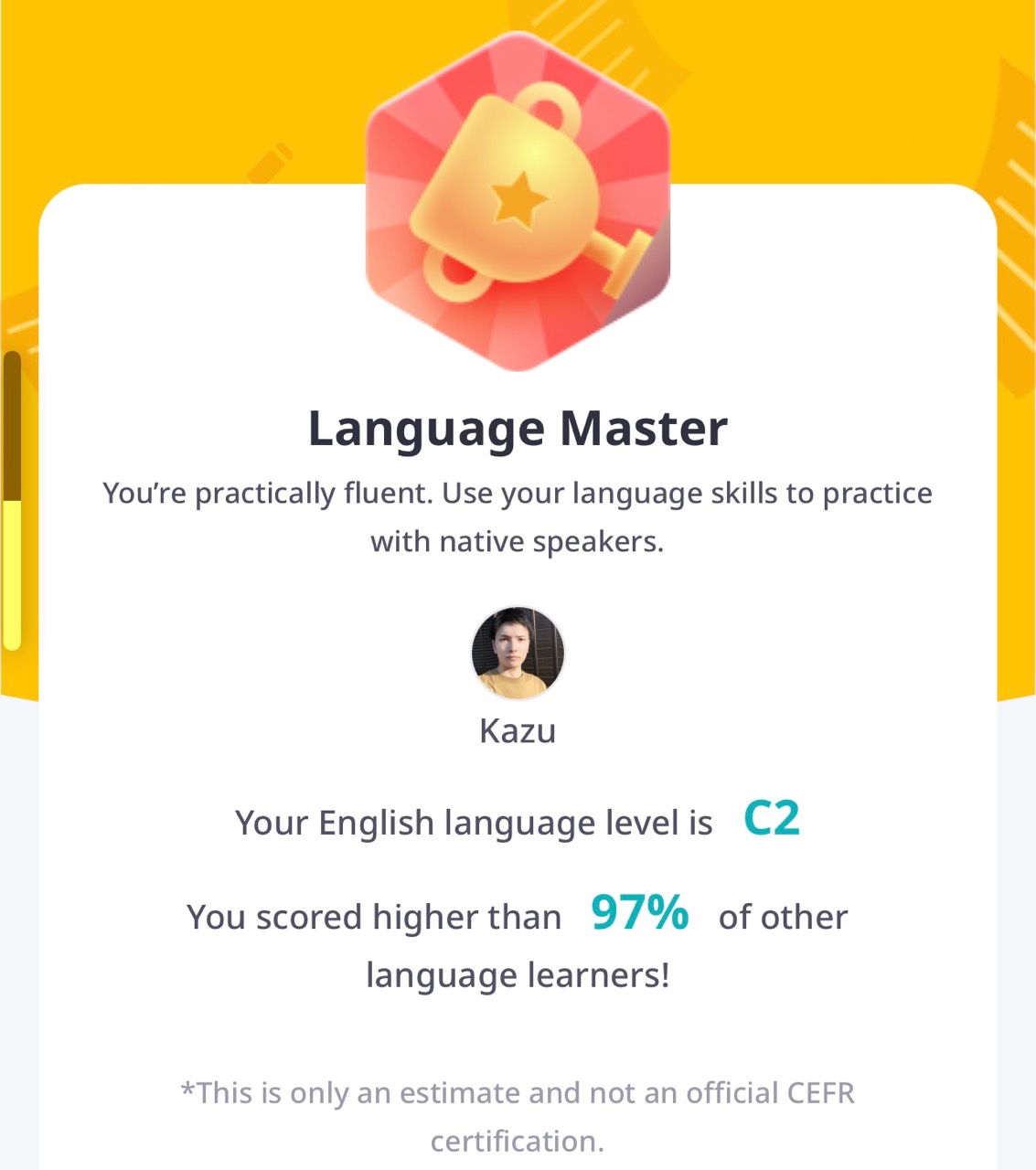 Italki - I'm Honored To Get Such Result! As Far As Talking In English ...