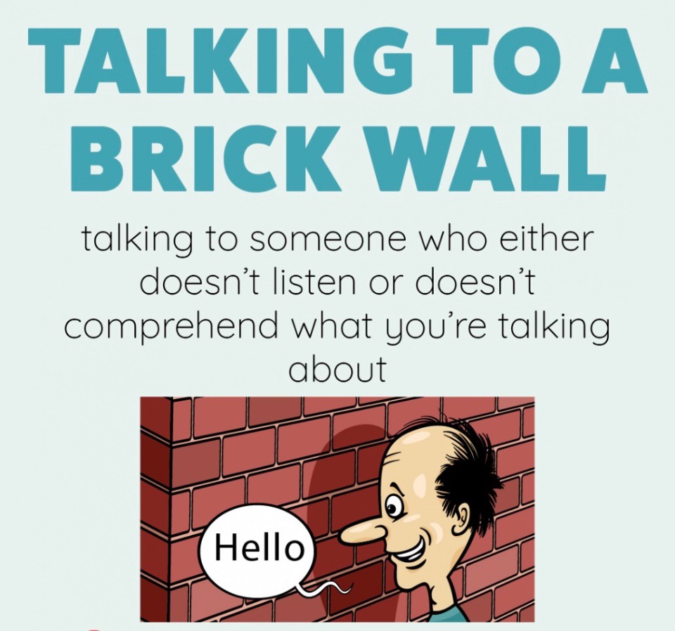 italki TALKING TO A BRICK WALL Meaning talking to someone who either